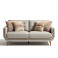 Sofa z miękkim obiciem z tkaniny w kolorze jasnoszarym z poduszkami 200 x 90 x 85cm